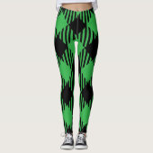 Niedlicher Urlaub Schwarz, Grün Kariert Tartan Wei Leggings (Vorderseite)