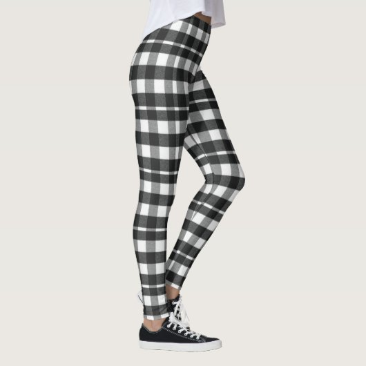 Niedlicher Urlaub Schwarz, Weiß Kariert Tartan Wei Leggings (Rechts)