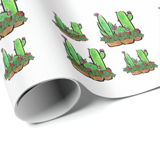 Niedlicher Urlaub Xmas Cactus cacti succuli Geschenkpapier (Rolleneckpunkt)
