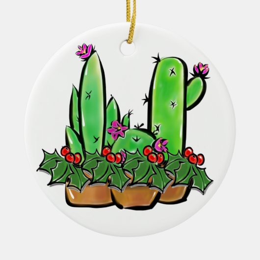 Niedlicher Urlaub Xmas Cactus cacti succuli Keramik Ornament (Vorne)