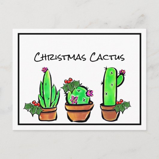 Niedlicher Urlaub Xmas Cactus cacti succuli Postkarte (Vorderseite)