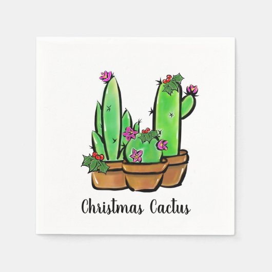 Niedlicher Urlaub Xmas Cactus cacti succuli Serviette (Vorderseite)