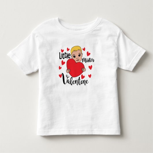 Niedlicher Valentine Boy Holding Herzstück Kleinkind T-shirt (Vorderseite)
