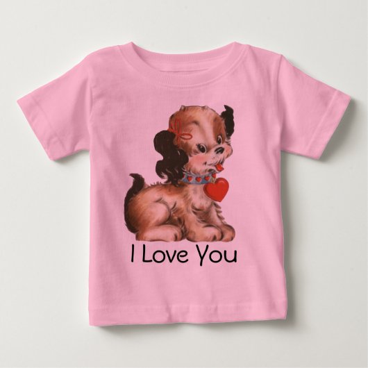 Niedlicher Valentine Puppy T - Shirt für Baby (Vorderseite)