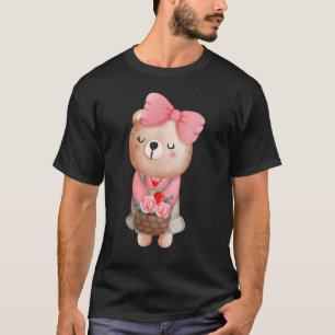 Niedlicher Valentine Teddy Bear Pink Schöner Flach T-Shirt