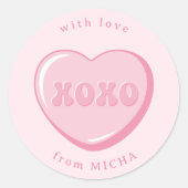 Niedlicher Valentiner Candy Heart Classic Round St Runder Aufkleber (Vorderseite)