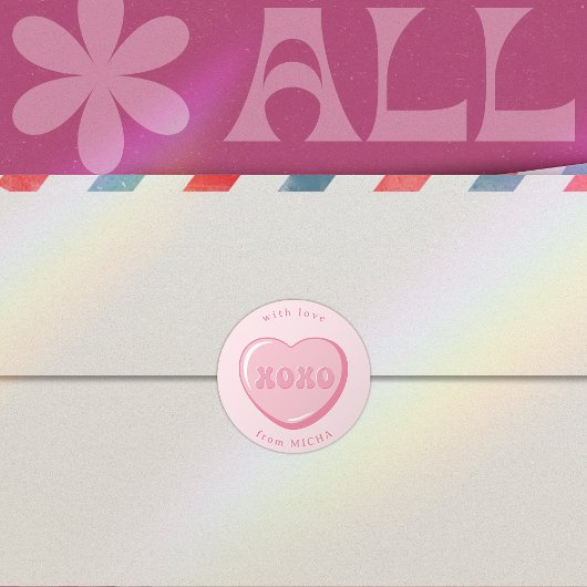 Niedlicher Valentiner Candy Heart Classic Round St Runder Aufkleber