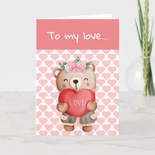 Niedlicher Valentiner Teddybär, der Liebe Herz sen Dankeskarte