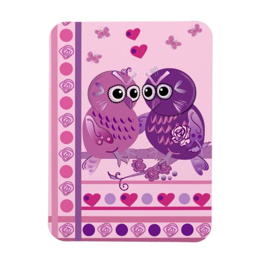 Niedlicher Valentinmagnet mit Cartoon-Eule Magnet (Vertikal)