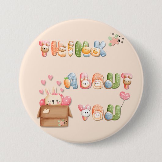 Niedlicher Valentinsknopf | Denken Sie über Sie na Button (Vorderseite)