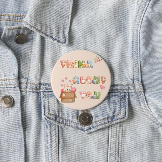 Niedlicher Valentinsknopf | Denken Sie über Sie na Button (Beispiel)