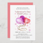 Niedlicher Valentinstag Balloons Personalisiert Einladung (Vorne/Hinten)