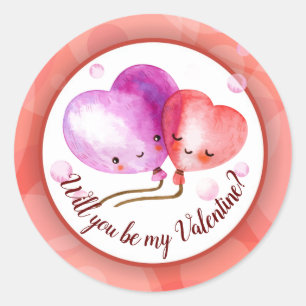 Niedlicher Valentinstag Balloons Personalisiert Runder Aufkleber