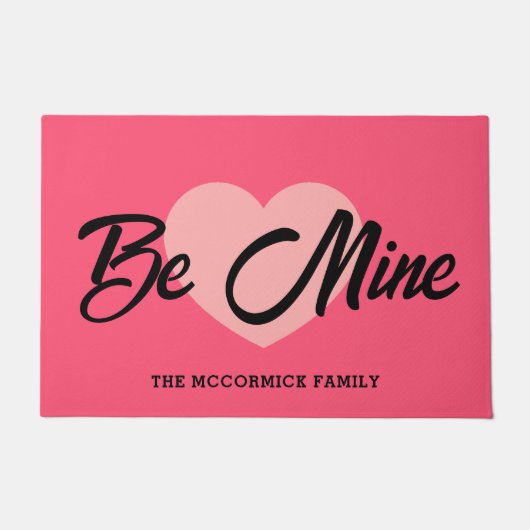 Niedlicher Valentinstag Big Pink Herz Personalisie Fußmatte (Vorderseite)