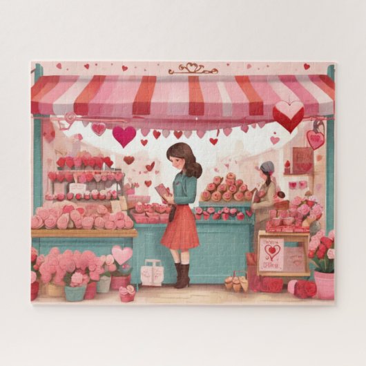 Niedlicher Valentinstag Blume Shop Puzzle (Horizontal)
