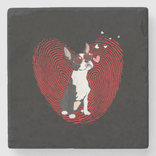 Niedlicher Valentinstag Boston Terrier Graphic Hea Steinuntersetzer