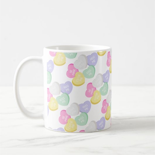 Niedlicher Valentinstag Candy Hearts Kaffeetasse (Links)