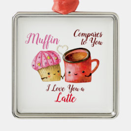 Niedlicher Valentinstag Cupcake und Kaffee Tasse P Keramik Ornament