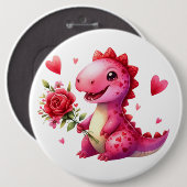 Niedlicher Valentinstag-Dinosaurier Button (Vorne & Hinten)