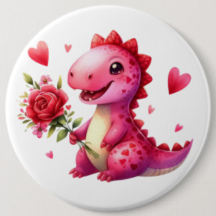 Niedlicher Valentinstag-Dinosaurier Button