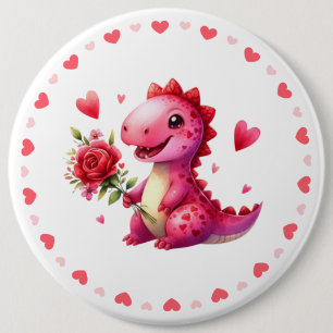 Niedlicher Valentinstag-Dinosaurier Button