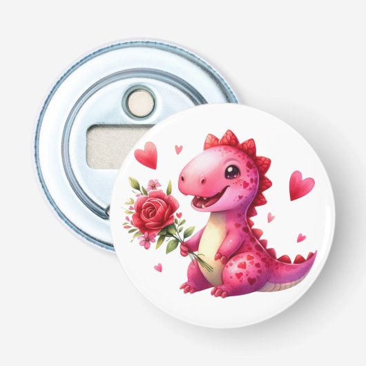 Niedlicher Valentinstag-Dinosaurier Flaschenöffner (Vorderseite)