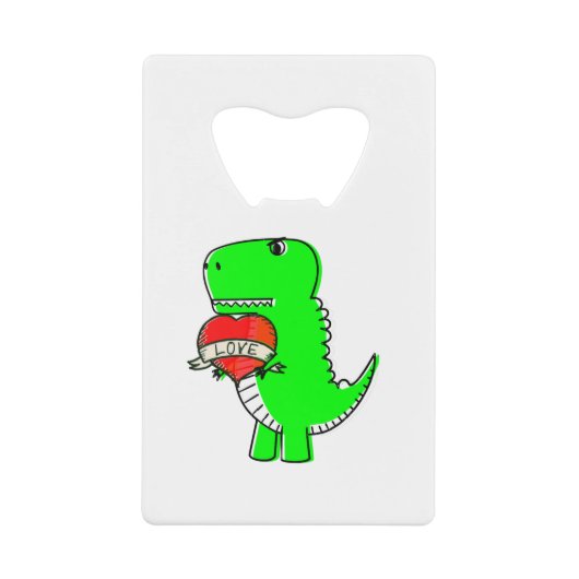 Niedlicher Valentinstag Dinosaurier Geldbeutel Flaschenöffner (Vorderseite)