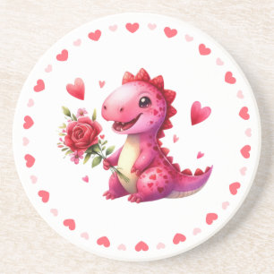 Niedlicher Valentinstag-Dinosaurier Getränkeuntersetzer