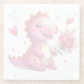 Niedlicher Valentinstag-Dinosaurier Glasuntersetzer (Rückseite)