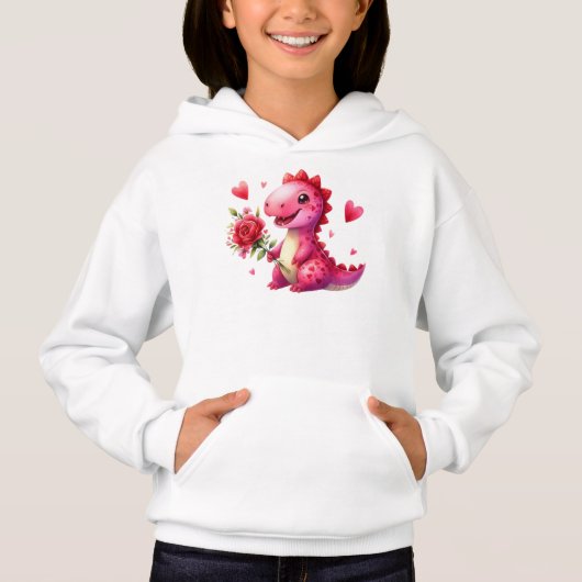 Niedlicher Valentinstag-Dinosaurier Hoodie (Vorderseite)
