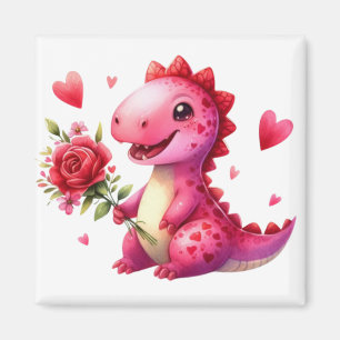 Niedlicher Valentinstag-Dinosaurier Magnet