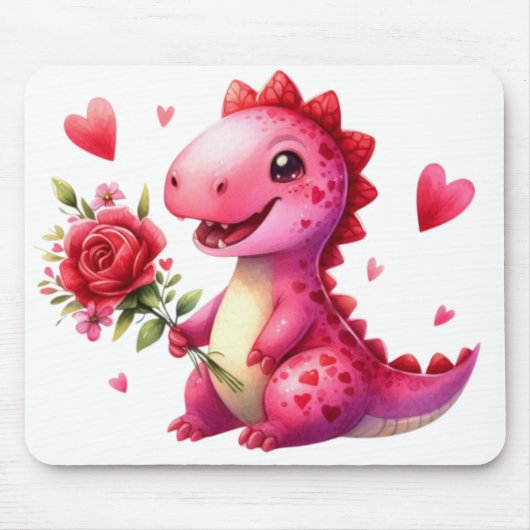 Niedlicher Valentinstag-Dinosaurier Mousepad (Vorne)