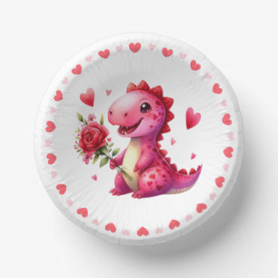 Niedlicher Valentinstag-Dinosaurier Pappteller