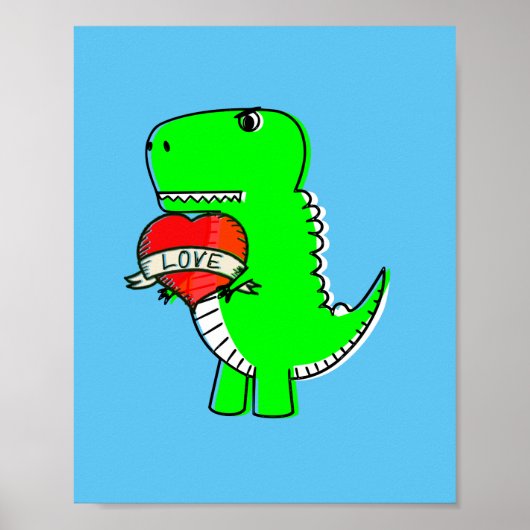 Niedlicher Valentinstag Dinosaurier Poster (Vorne)