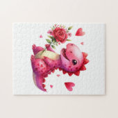 Niedlicher Valentinstag-Dinosaurier Puzzle (Horizontal)