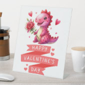 Niedlicher Valentinstag-Dinosaurier Sockelschild (In Situ)