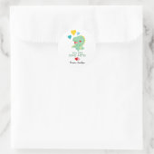 Niedlicher Valentinstag Dinosaurier und Herz Runder Aufkleber (Tasche)