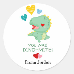 Niedlicher Valentinstag Dinosaurier und Herz Runder Aufkleber