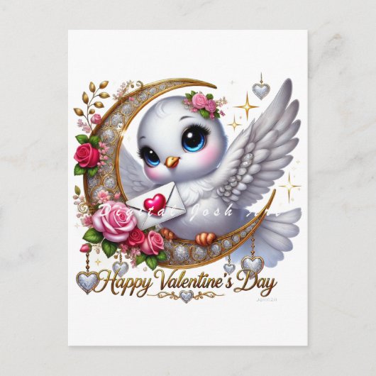 Niedlicher Valentinstag Dove Holiday Postkarte (Vorderseite)
