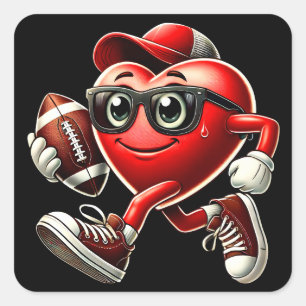 Niedlicher Valentinstag Fußball spielen Quadratischer Aufkleber