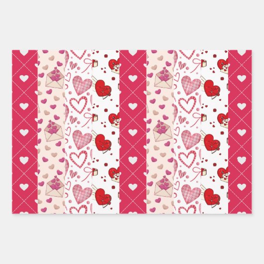 Niedlicher Valentinstag Geschenkpapier Set (Vorderseite)