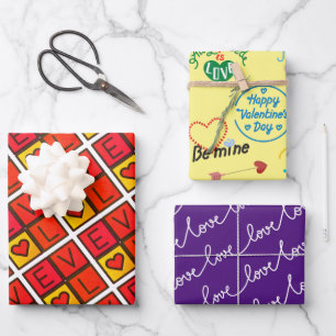 Niedlicher Valentinstag Geschenkpapier Set