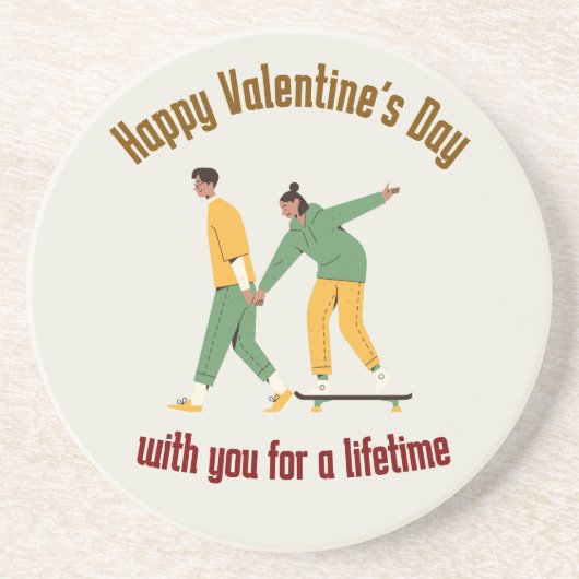 Niedlicher Valentinstag Getränkeuntersetzer (Vorne)