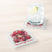 Niedlicher Valentinstag Glasuntersetzer (Schrägansicht)