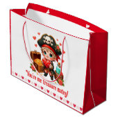 Niedlicher Valentinstag Große Geschenktüte (Rückseite Schrägansicht)