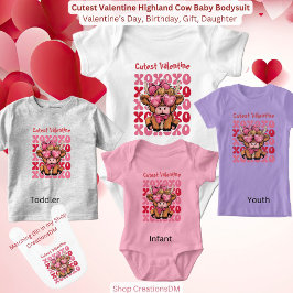 Niedlicher Valentinstag Hochland Kuh Kleinkind Kin Baby Strampler