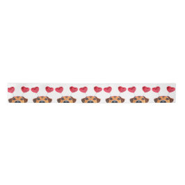 Niedlicher Valentinstag Hund Funny Heart Headband Satinband