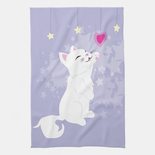 Niedlicher Valentinstag Kitty Geschirrtuch (Vertikal)