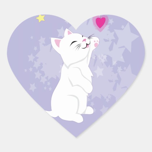 Niedlicher Valentinstag Kitty Herz-Aufkleber (Vorderseite)