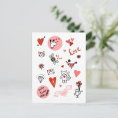 Niedlicher Valentinstag Liebe Cartoon Feiertagspostkarte (Stehend Vorderseite)